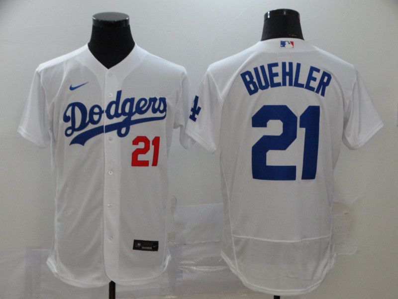 Men Los Angeles Dodgers 21 Buehler White Elite Nike Elite MLB Jerseys
